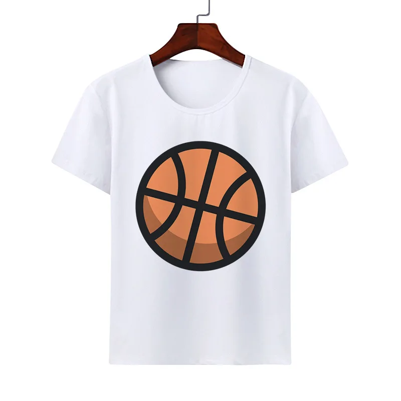 New Summer Sports Basketball Round Neck Loose Short Sleeve T-shirt Football Print  Boys  Girls Clothes