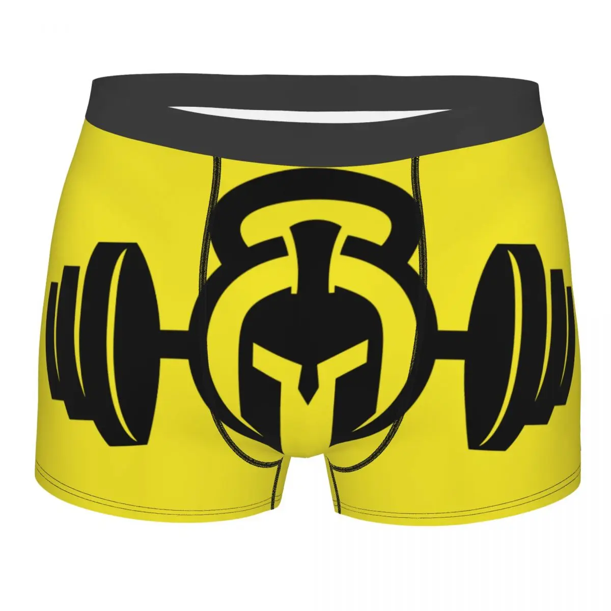 Male Funny Spartan Gym Logo Underwear Bodybuilding Fitness Muscle Boxer Briefs Stretch Shorts Panties Underpants