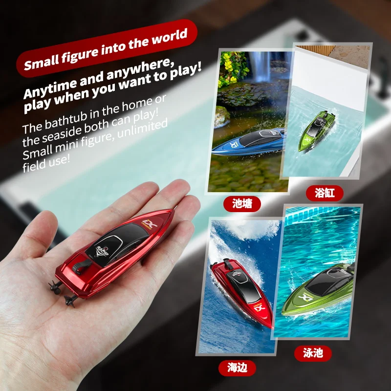 Dual Motor Mini Portable High Speed Remote Control RC Boat 2.4G Water Sensor Crash Resistant Waterproof RC Speedboat Boy Gift