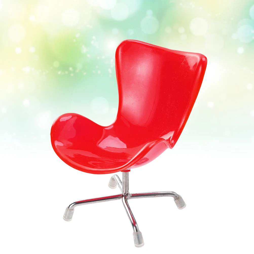 1pc Mini Computer Chair Hedgehog Hamster Egg Seat Plastic Metal Base Cute Pet Furniture Red Color Small Animal Play Rest Spot