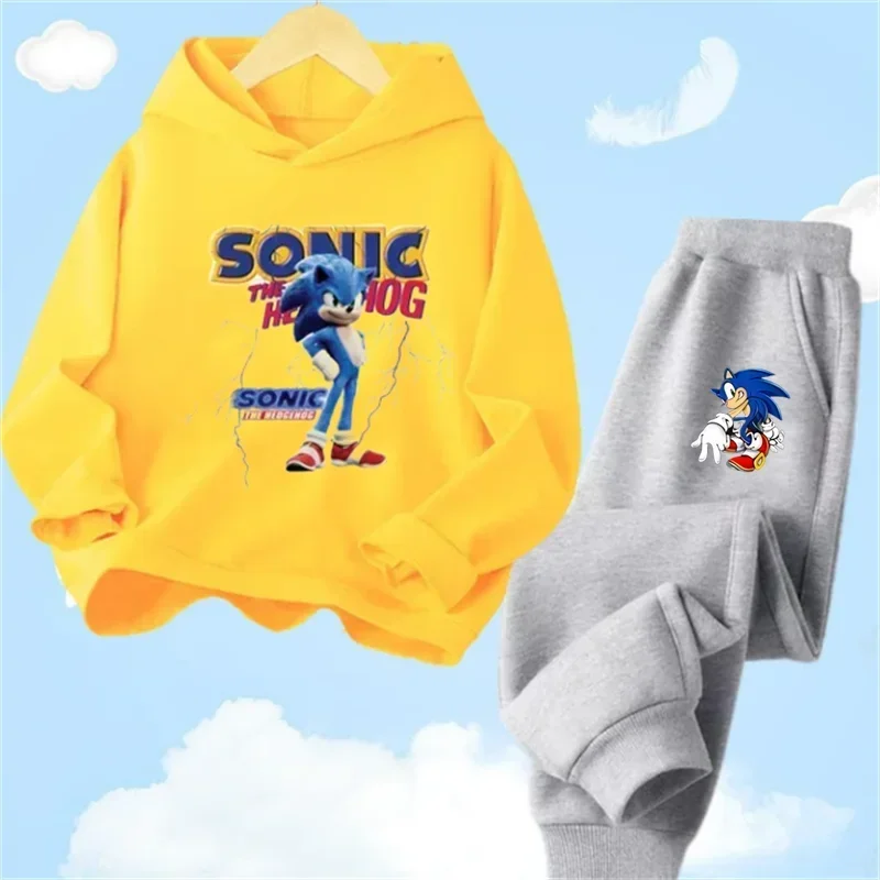 Sonic Tops Hoodie set  Baby Clothes 2 to 12 Year Boy Outerwear 2024 Spring Sweatshirt for Children Girl Clothing Mother Kids