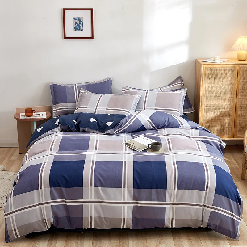 

Modern Plaid Duvet Cover Grid 3pcs Set Checkered Reversible Comforter Covers Bedding Set Comfortable Bedding for Bedroom Hotel