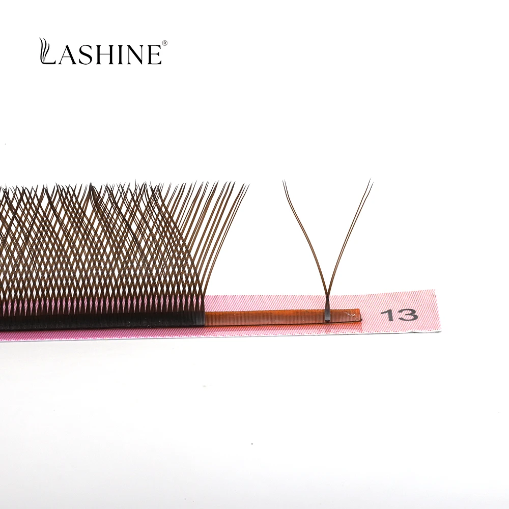 Lashine YY-Shaped Eyelash Extensions Brown 0.07mm D Curl Mix Volume Lashes W for Eyelash Professionals