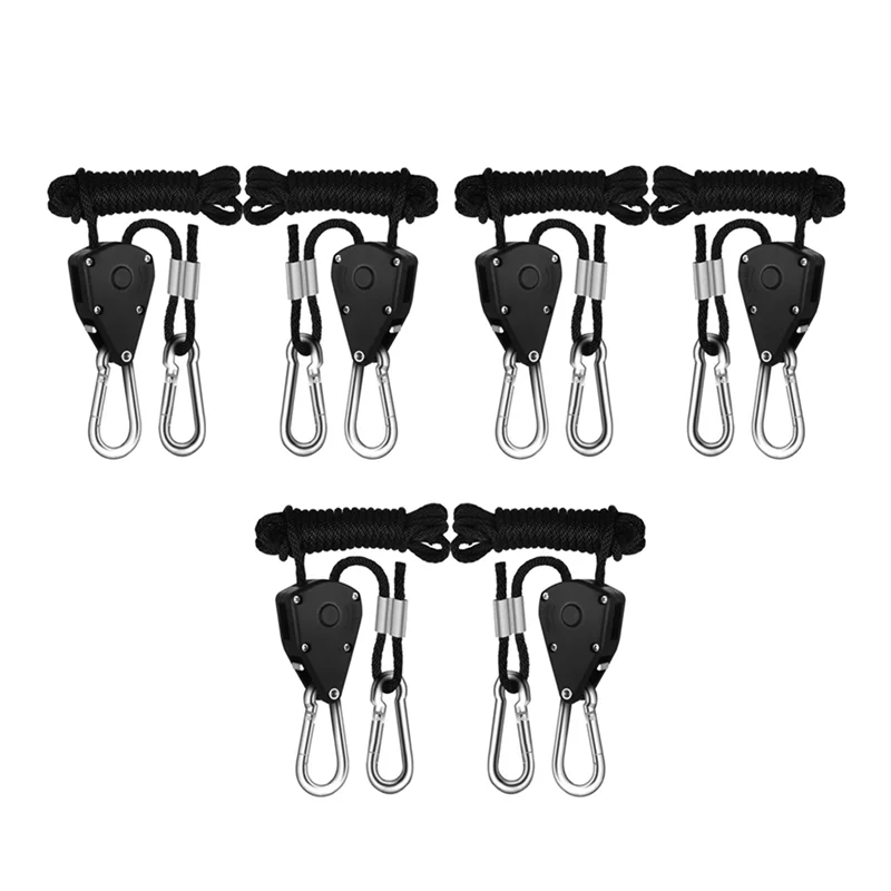 

B72A 30PCS Adjustable 1/8Inch Lanyard Hanging For Tent Fan LED Grow Plant Lamp Rope Ratchet Hanger Pulley Lifting Pulley Hook