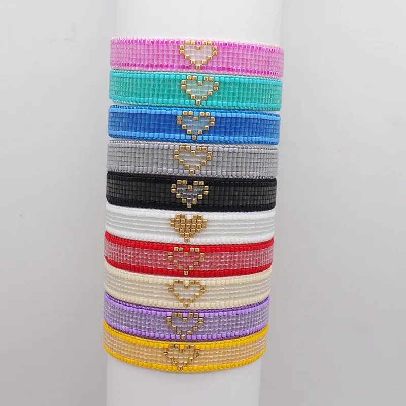 INS wind simple love miyuki bracelet hand-woven bohemian wind peach heart rice bead bracelet for women