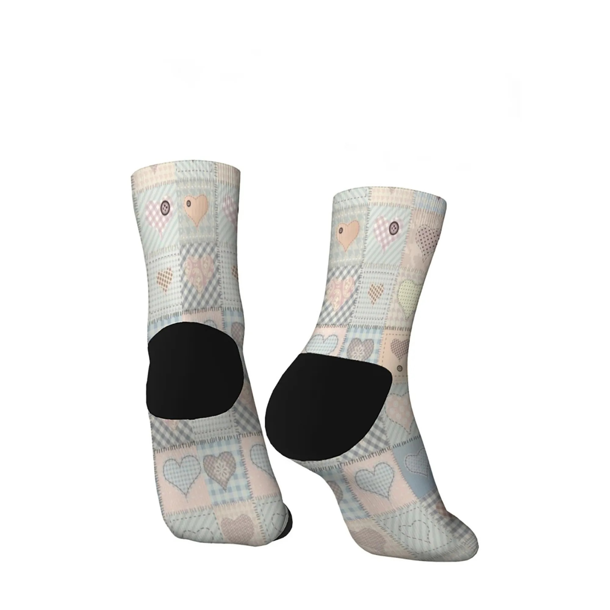 Calzini corti con griglia a forma di cuore Miscela di poliestere Calzini casual comodi per donna Uomo Unisex Morbidi e traspiranti Leggeri