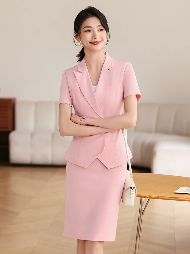 Summer Short Sleeve Suit Set Women's Professional Beauty Salon Work Uniform Elegant Goddess Style Fashionable Commute Wear