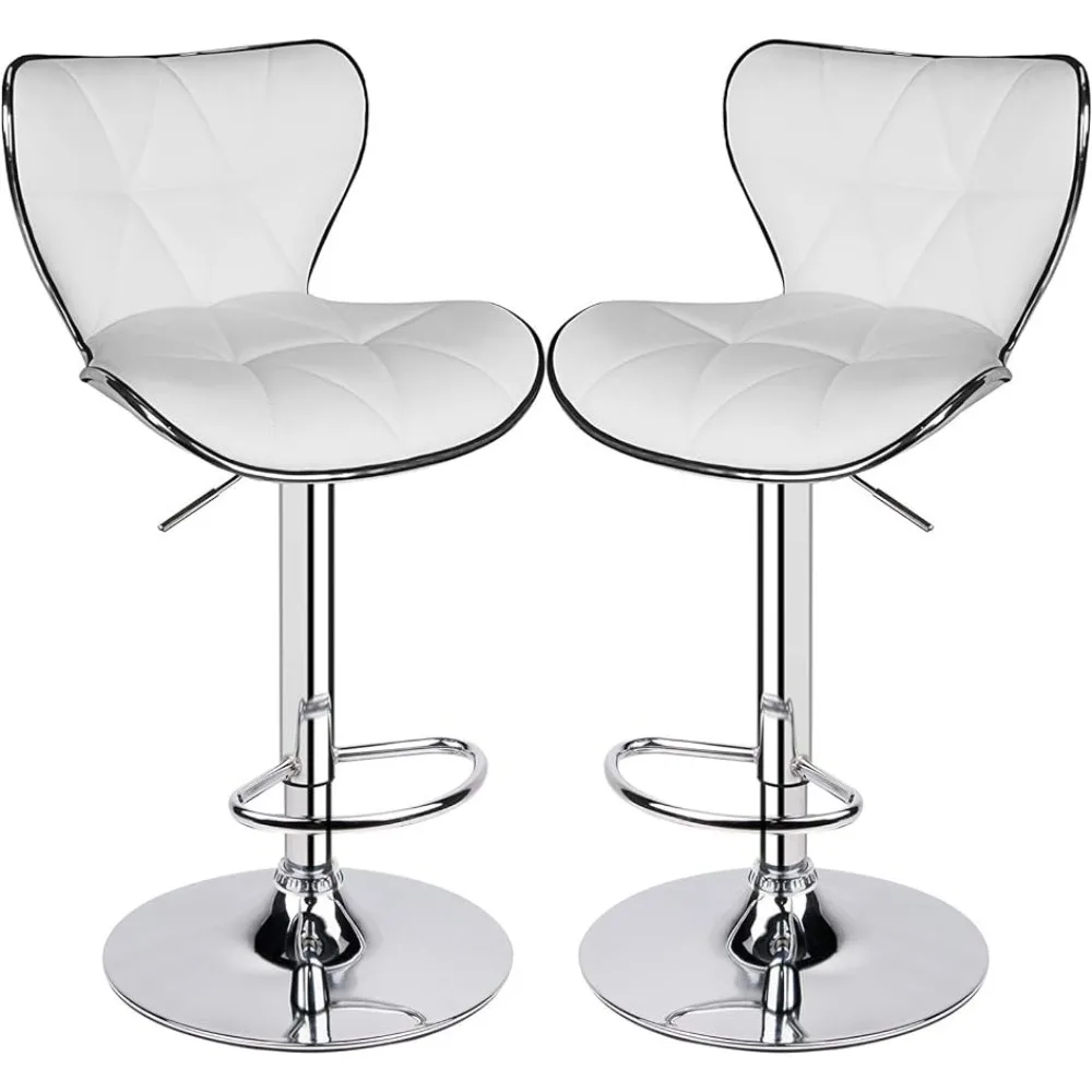 

Leader Shell Back Bar Stools Set of 2, Adjustable Bar Stool with Back, Swivel Barstools (White)