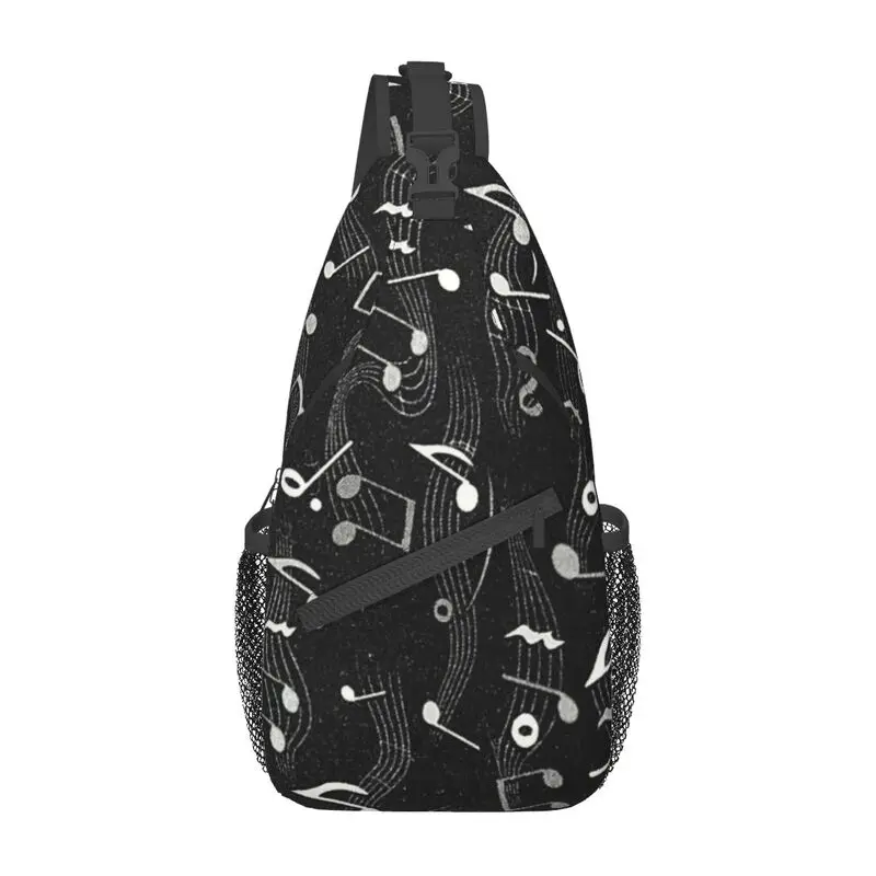 Music Notes Print Sling Chest Crossbody Bag Men Fashion Music Piano Shoulder Backpack for Travel Cycling