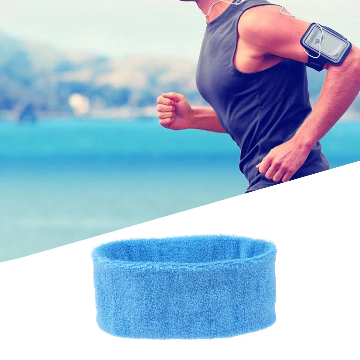 

Yoga Headband Sky Blue Adjustable Microfiber Cotton Hair Band Reusable For Women Fitness Running Spa Make Up Wrap