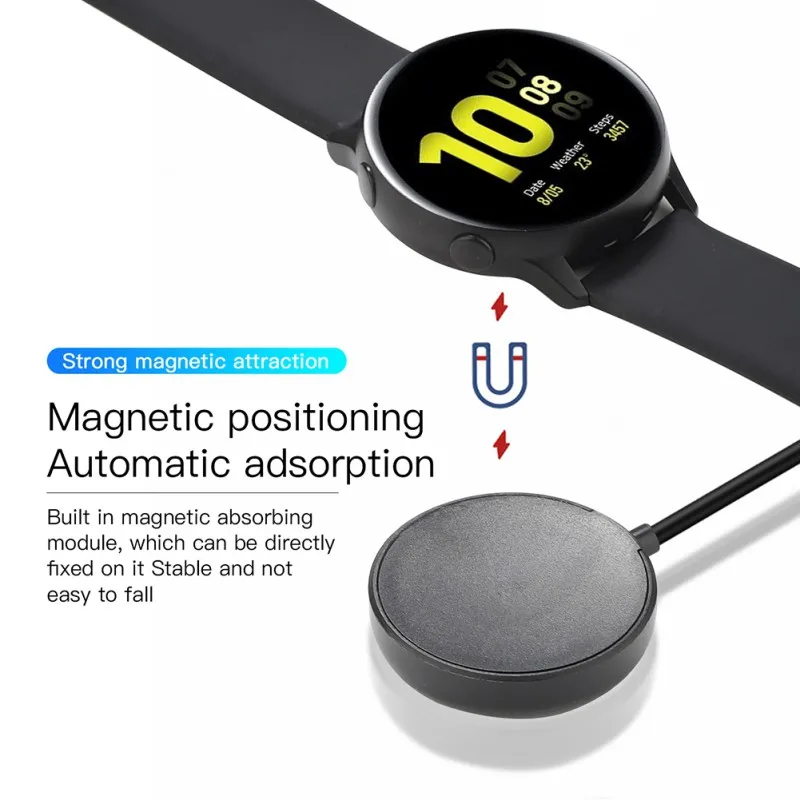 Chargeur rapide magnétique USB pour Samsung Galaxy Watch 3, adaptateur de câble de charge noir, base de charge rapide, berceau, 41mm, 45mm, S6