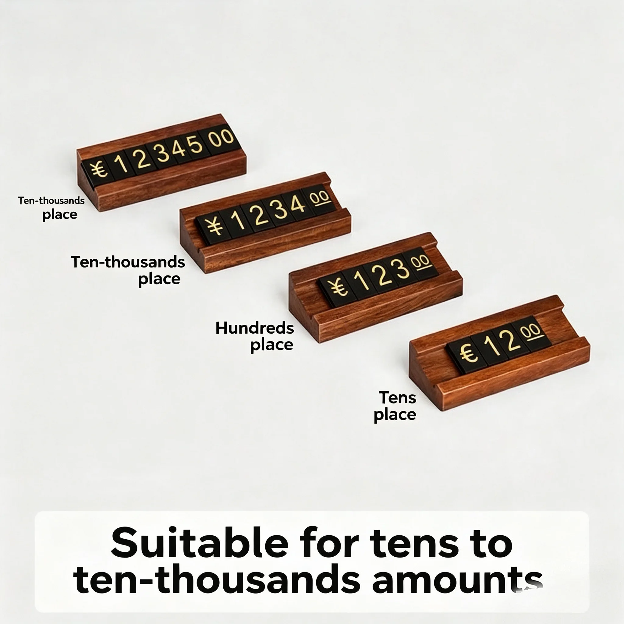 10 Sets Adjustable Number Wood Price Cube Tags For Jewelry Label Holder Display Stand Mini Price Label Card Sign Holder Tags