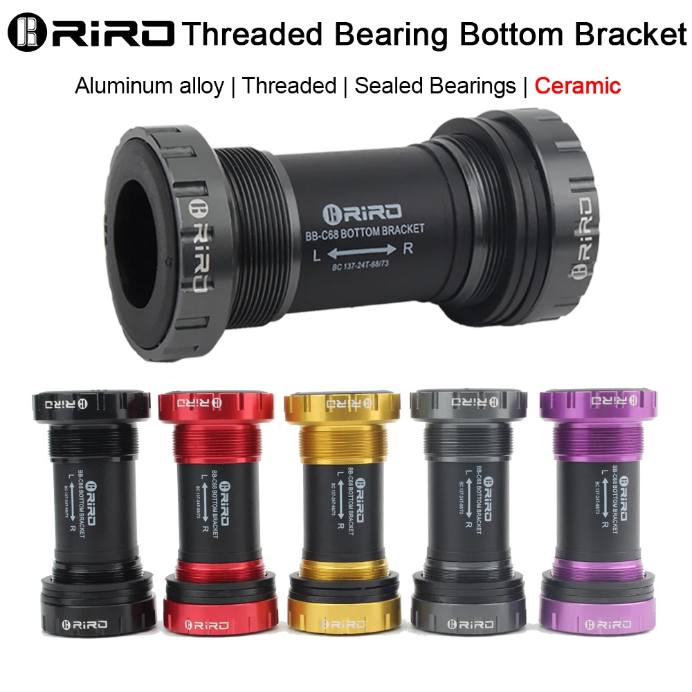 RIRO Bicycle Ceramic Bottom Bracket BB68/BB92 68/73MM Threaded BB MTB Sealed Bearings Road Bike 1.37/24mm Shaft Univesal Parts