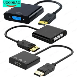 Kompatybilny z DisplayPort do HDMI Adapter DVI VGA konwerter Port wyświetlacza męski DP do żeński Adapter kablowy Audio wideo