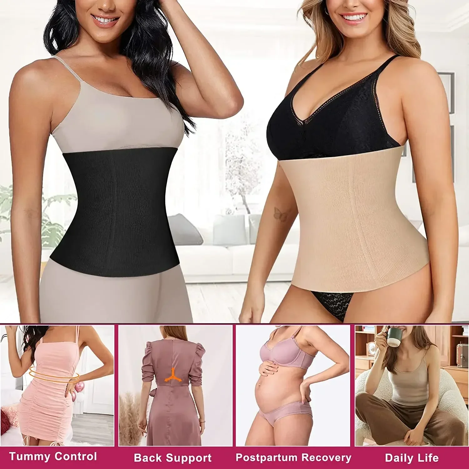 MISSMOLY Women Waist Cinchers Trainer Body Shaper Band Postpartum Belly Compression Slimming Belt Modeling Strap Shapewear