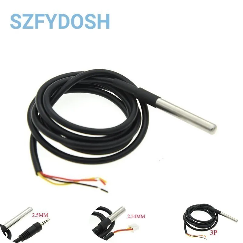 DS18B20 Stainless Steel Package 1/2/3/5Meter 100/200/300/500CM Waterproof 18b20 Cable Probe Temperature Sensor