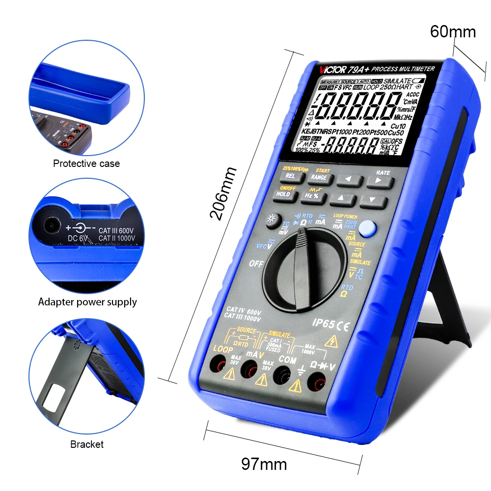 Victor 79A Process Multimeter Accuracy 0.05% Signal Source AC DC Voltage Current Diode Frequency Thermocouple Thermal Resistance