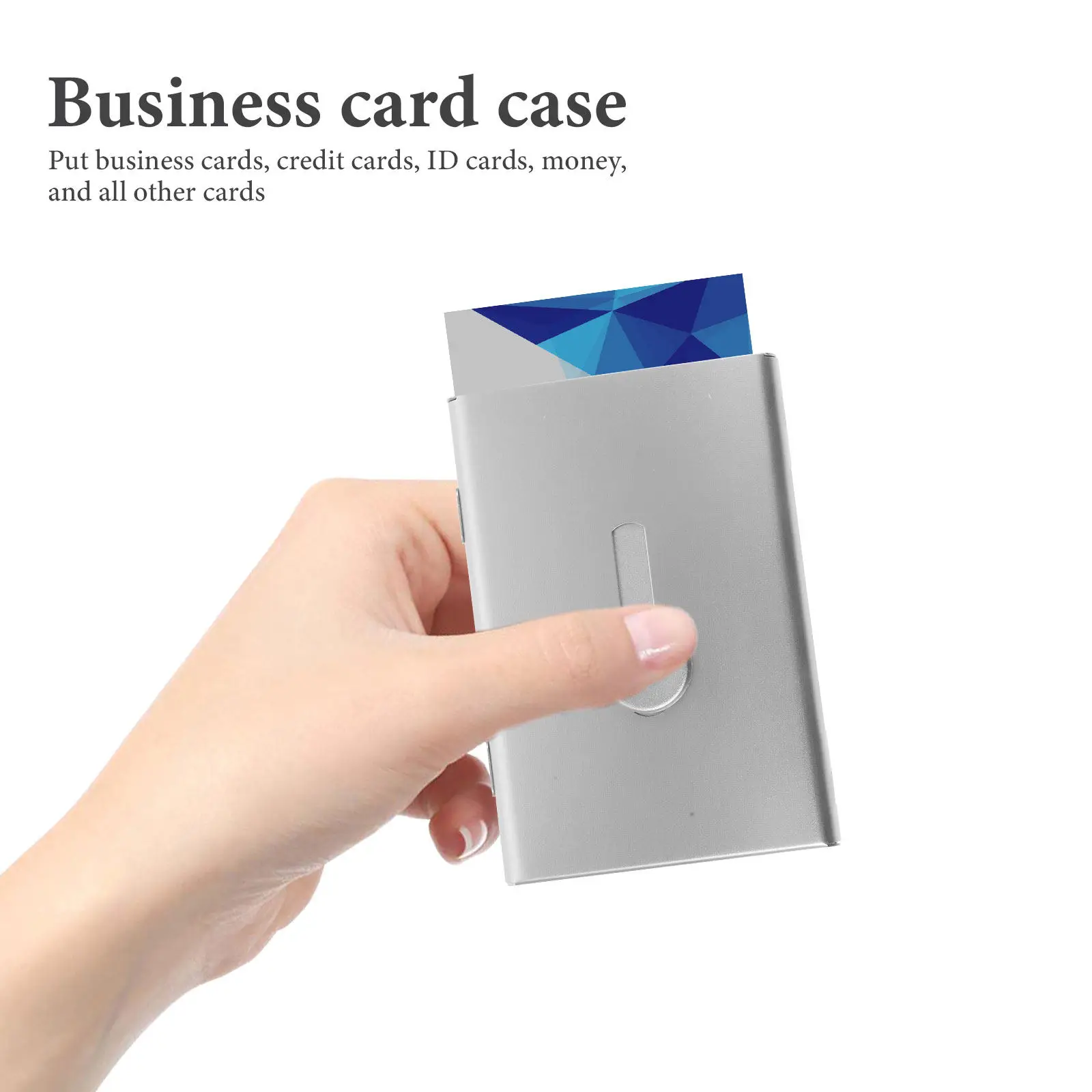 Slide Out Business Card Holder Aluminium Alloy Metal Cards Organizer Desktop Office Supplies Portable Cards Case for Business