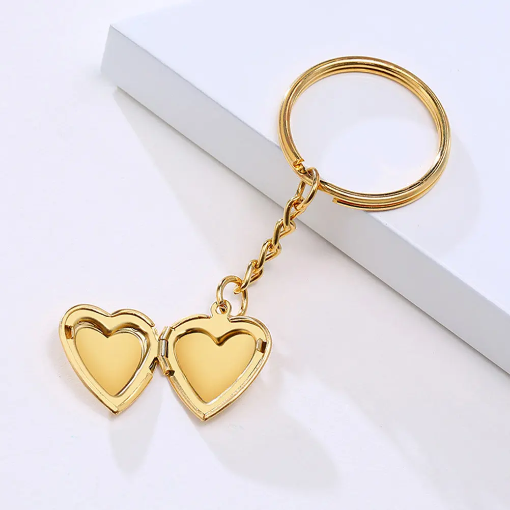 1Pcs Heart Photo Box Keychain Fine Workmanship Stainless Steel Opening Key Ring for Keys Knapsack DIY Mini Picture Frame