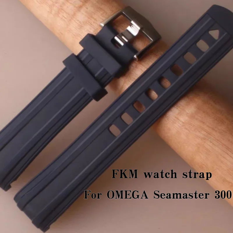 Premium 20mm FKM Fluororubber Watch Band For OMEGA Seamaster 300 Waterproo Dustproof Heat Resistant Sport Strap For Men Women