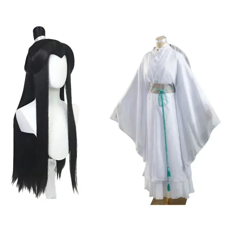 

Tian Guan Ci Fu Xie Lian Аниме Косплей Костюм Hanfu Элегантная Бамбуковая Шляпа Парик Белая Униформа Хэллоуин Disfraz Комикс С Полным Набором