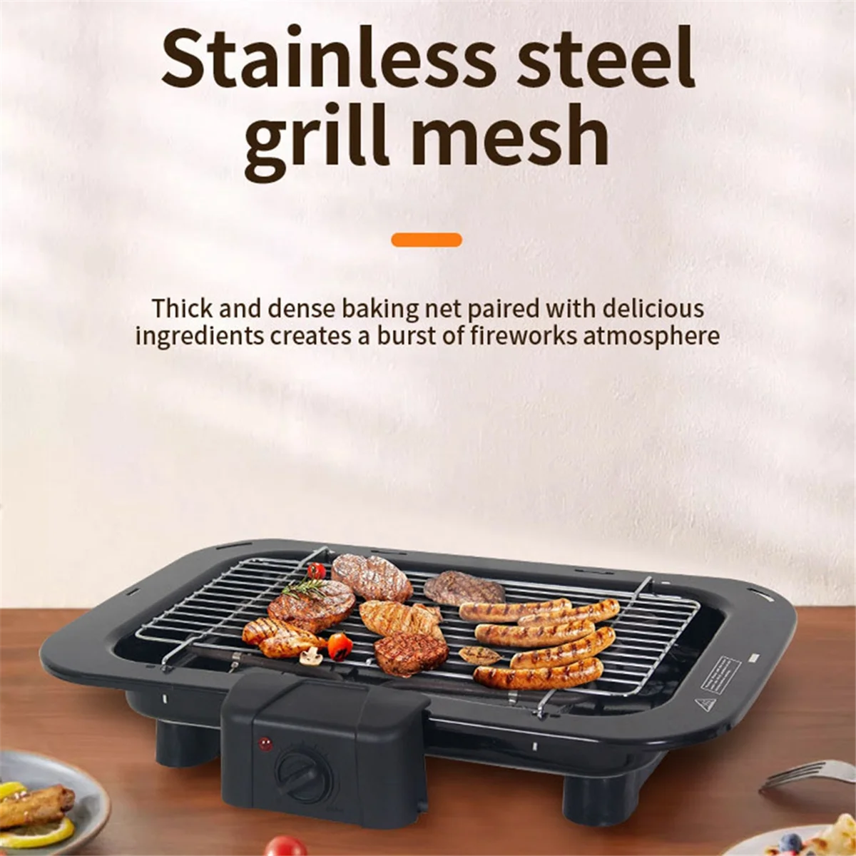 Parrilla eléctrica para interiores, parrilla eléctrica sin humo para interiores, barbacoa con red de parrilla extraíble y sartén antiadherente de 2200W EE. UU.