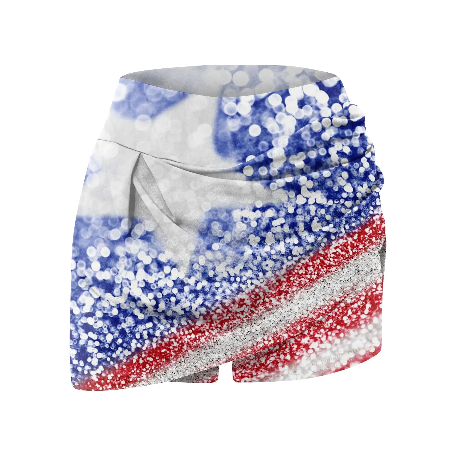 Independence Day American Flag Printed Sports Skirt Lined Workout Running Skirt High Waist Sportswear Skirt Fashion Women Skirts