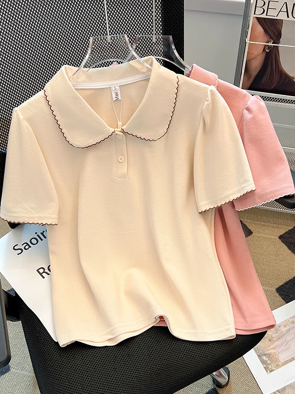 

Fenixuan Collar ort Sve T-irt Thin Regular Fit Summer New Sle Unique Small irt Casual Pure Color Top