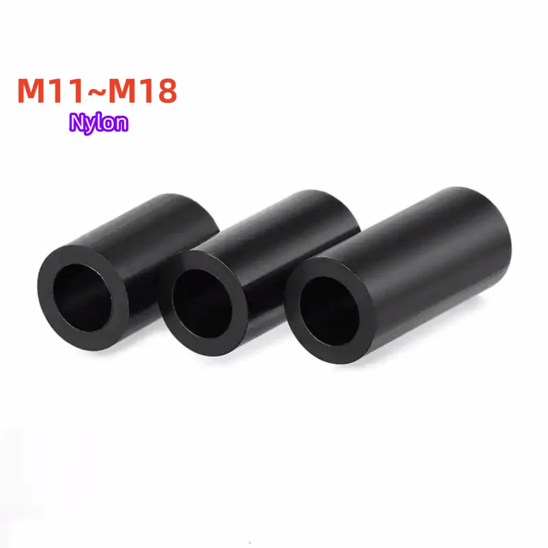 M11 M14M16 M18 Black ABS Non-Threaded Hollowed Nylon Spacer Round Hollow Standoff Washer PCB Board Screw