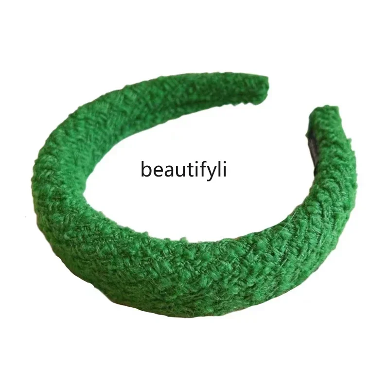 White and Green Fabric Frayed Headband, Graceful, Thickened Hairband, Cute and Graceful, Decoration for Spring