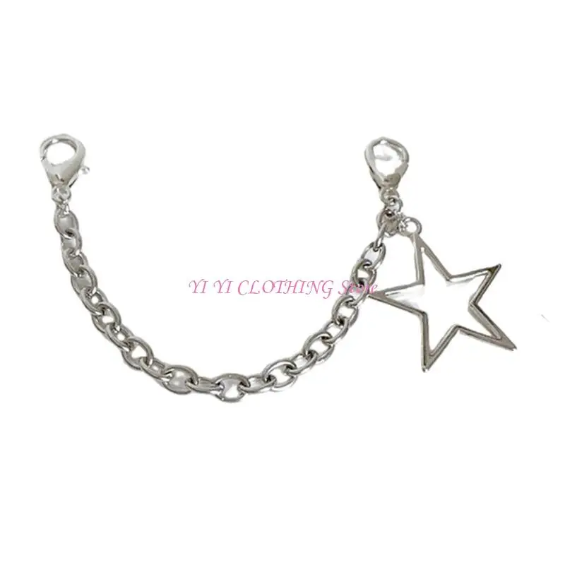 N5KF Versatile Shoe Accessory Adjustable Steel Shoe Chain with Hollow Star Pendant