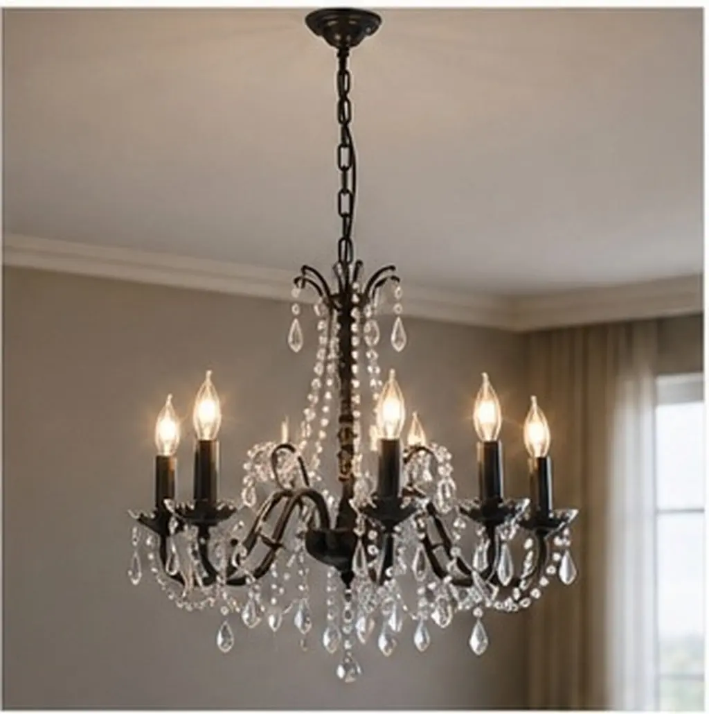 Black Chain for Hanging Lights Adjustable Extension Chain Pendant Crystal Chandelier Lighting Fixtures Ceiling Canopy Kit