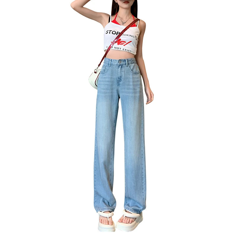 Women's Vintage High Waist Loose Fit Lyocell Jeans, Non Stretch Denim Pants, Summer