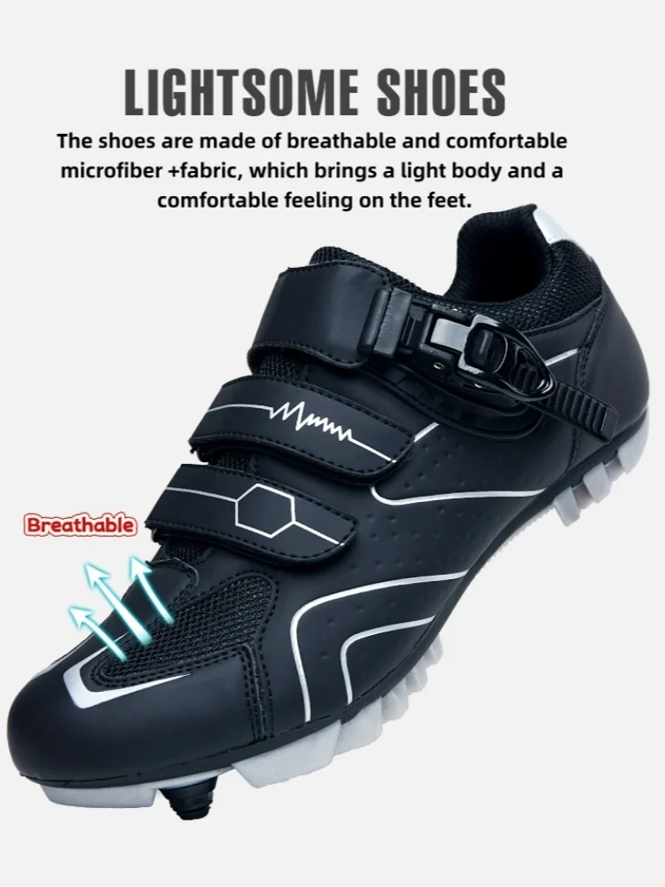 Rennradschuhe SPD, leicht und verschleißfest, geeignet für den täglichen Pendelverkehr, Mountainbike, Offroad, MTB, Unisex-Outdoorschuhe – Detail 3