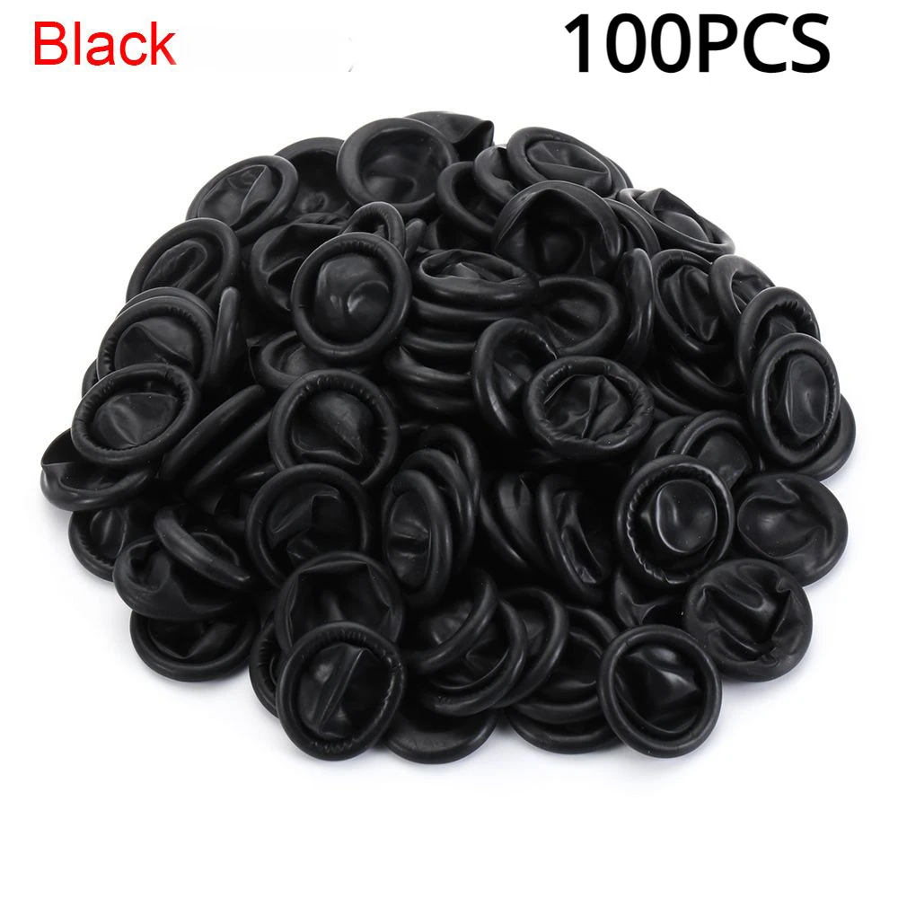 100PCS Black Disposable Finger Cover Rubber Gloves Non-slip Finger Gloves for Beauty Salon Nail Thumb Cover Pink White