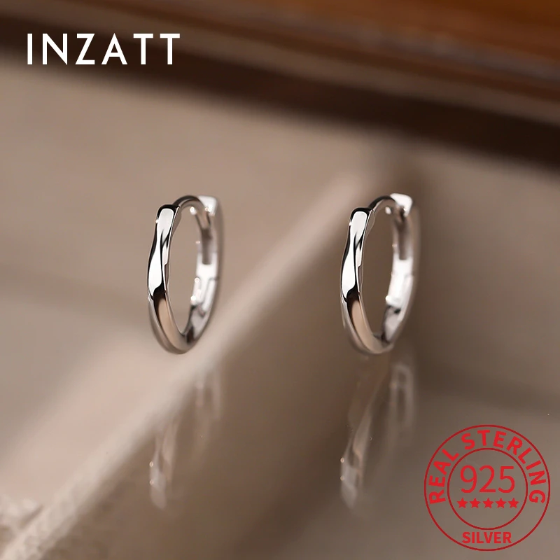 

INZATT Real 925 Silver Mobius Circle Hoop Earrings for Women Classic 2024 Trendy Fine Jewelry Minimalist Accessories