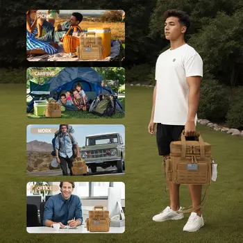 戰術午餐盒,可擴展18公升保溫冷藏袋,防漏午餐包,適用於工作、露營、戶外野餐,附MOLLE織帶 8 最佳銷售 便當袋 - №1