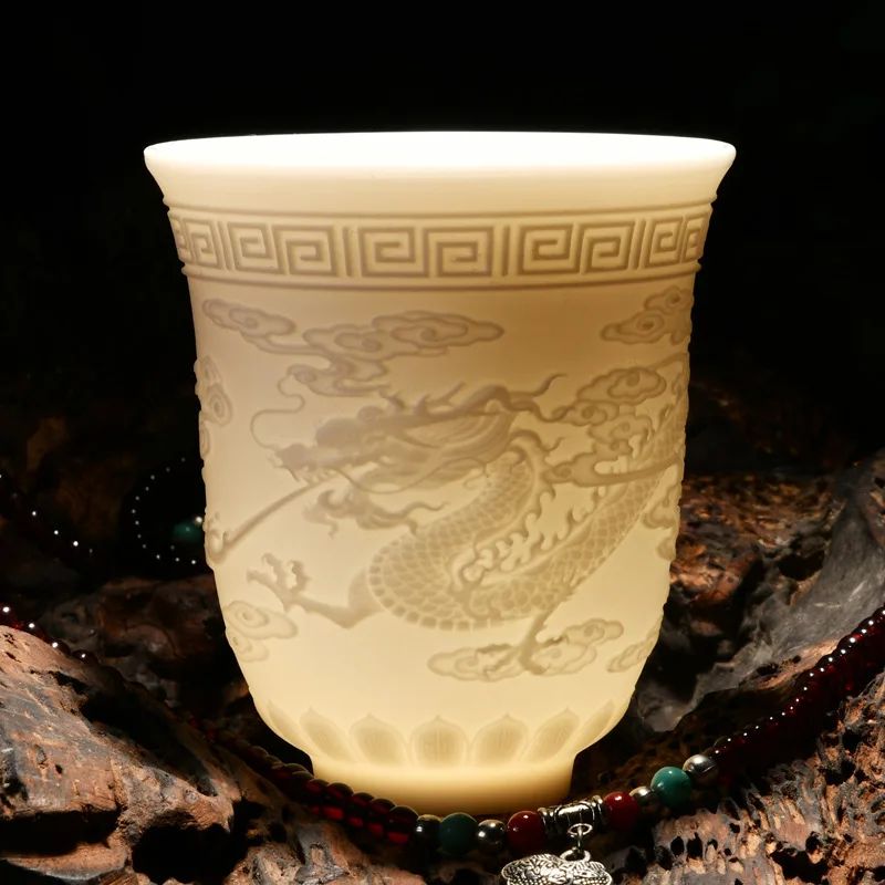 Chinese white porcelain cup goat fat jade personal cup Tea set ceramic host cup sample tea cup Kung Fu tea cup cup