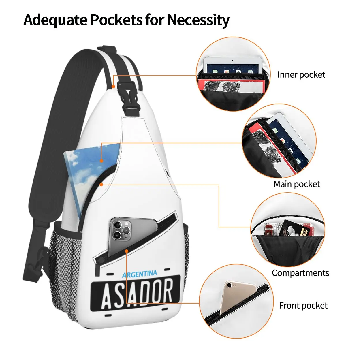 Argentinian Asador Argentina BBQ Grillmaster Chest Bag Men Sling Crossbody Backpack Chest Bag Traveling Daypack Shoulder Bag