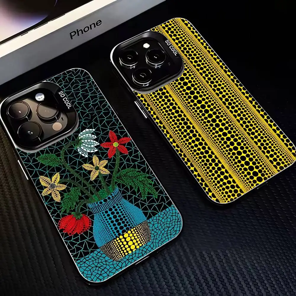 

Yayoi Kusama Pumpkin Phone Case For iPhone17,16,15,14,13,12,11 Plus,Pro Max Black Matte Shockproof Cover