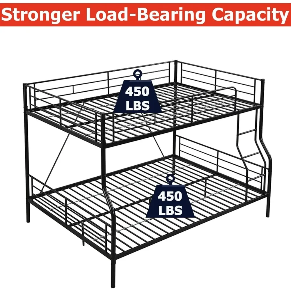 Beds for Adults, Heavy-Duty Bunk Bed Full XL Over Queen Size with Ladder for Kids Boys Girls Teens, Convertible to 2 separate