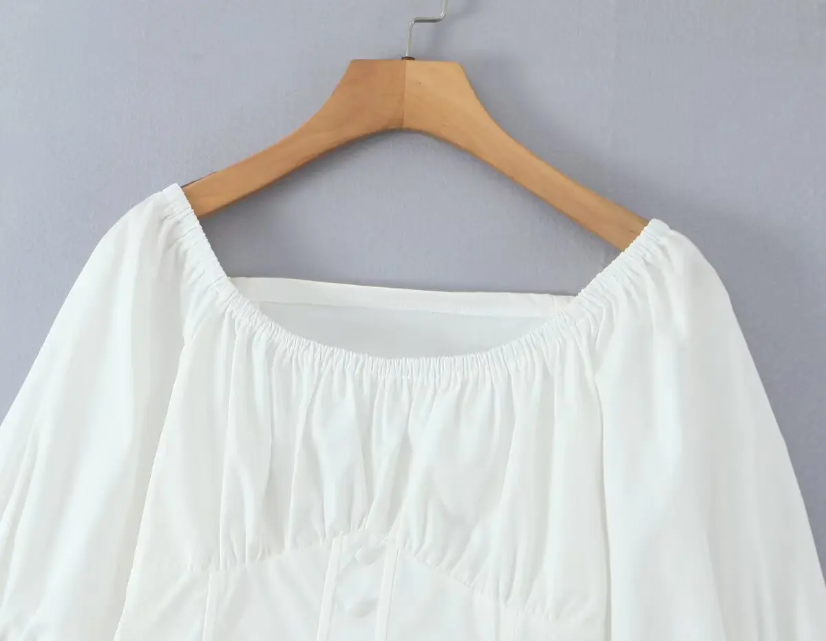 Dave&Di French Fashion Ladies Lazy Country Style White Cotton Waist Shirt Minimalist Retro Bow Tie Blouse Top For Women