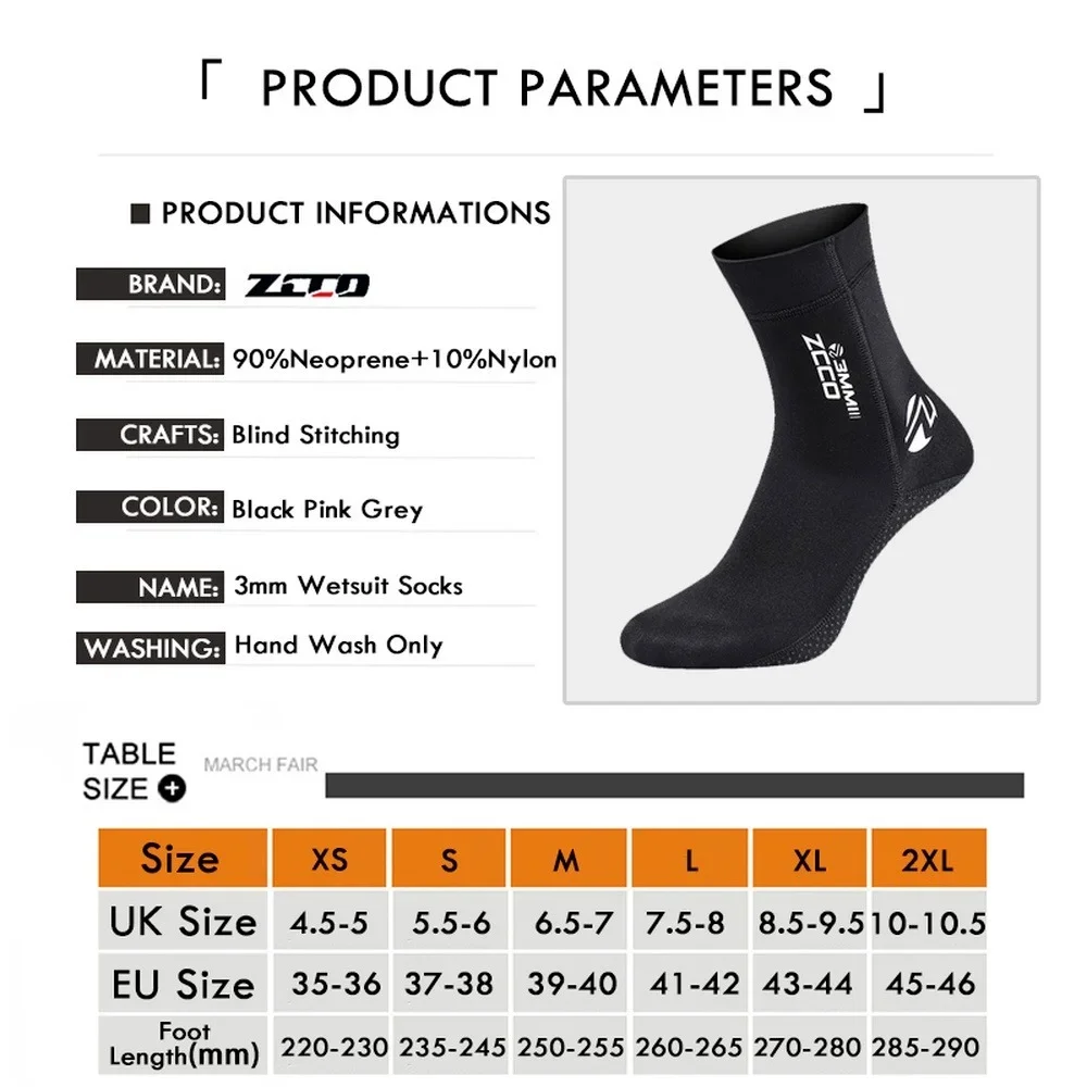 Chaussettes de plongée en néoprène coordonnantes unisexe, bottes d\'eau de natation, bottes de plage, chaussures de combinaison chaudes, plongée
