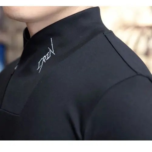 Spring and Autumn 2026 New Men's Semi-turtleneck Zipper Long Sleeve T-Shirt Large Size Dark Retro Cotton Top Thin T-Blood Shirt