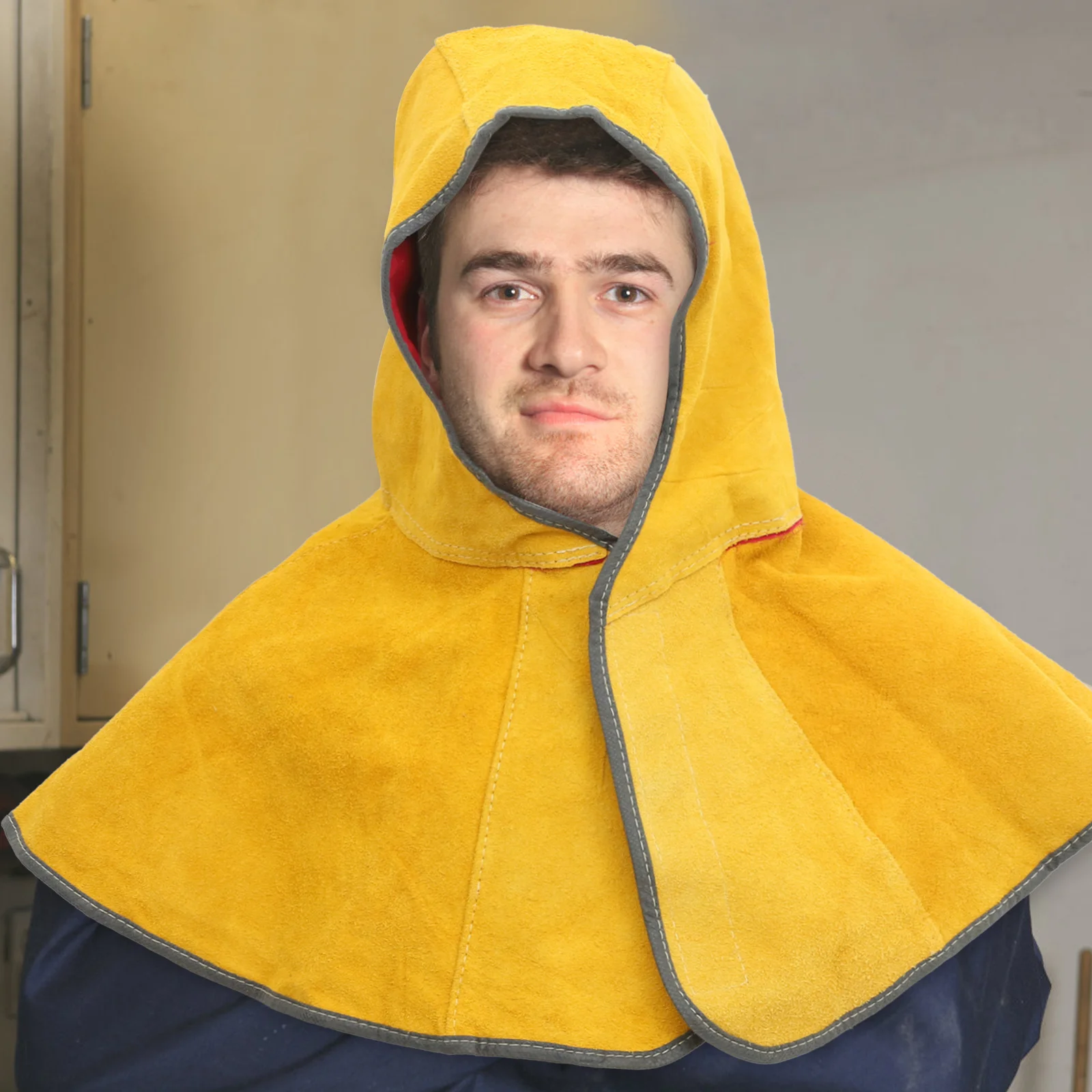 

Heat Resistant Welding Cowhide Protective Hood Free Size Welder Head Cover Welding Protection Thermal Splash