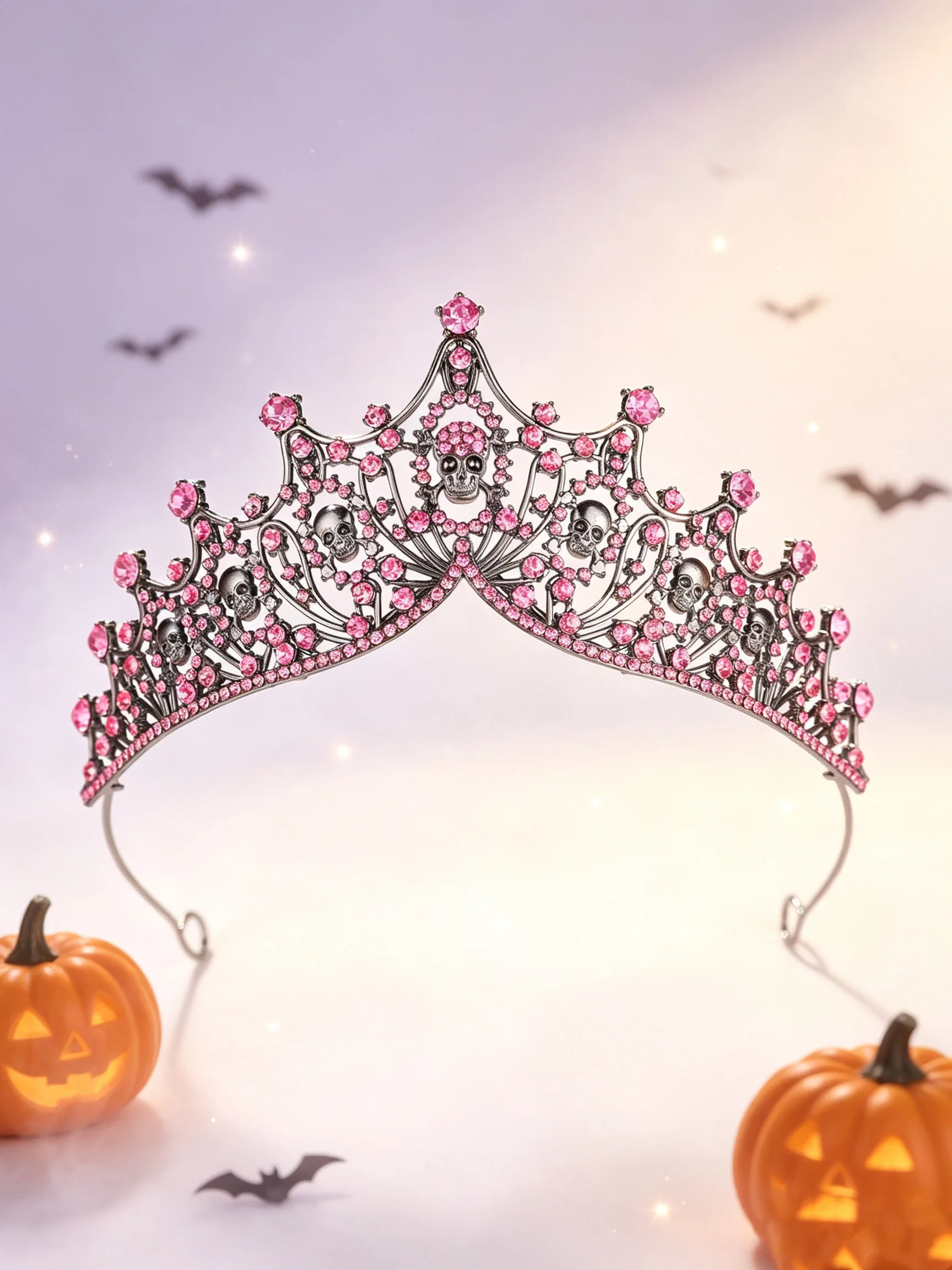 Halloween Skull Crown for Women, Multi-color Rhinestone Dark Crown, Party Cosplay Masquerade Ghost Bride Headpiece Hair Accessory image 4