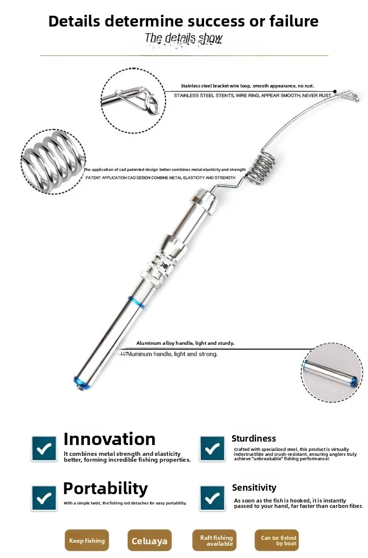 Mini Portable Metal Ultra Short Fishing Rod Ice Fishing Rod Bridge