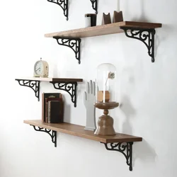 2/1PCS Vintage Metal Shelf Brackets Victorian L-Shaped Heavy Duty and Thick Cast 3Types For DIY Hardware Projects