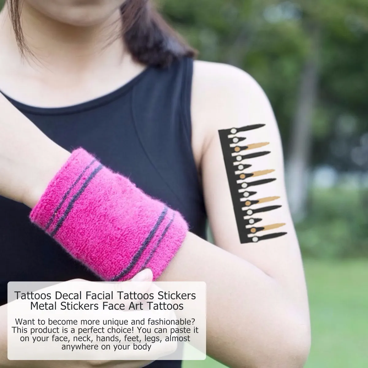 

6 Sheets Waterproof Temporary Tattoos Shiny Golden Design Removable Body Decals Face Stickers Elegant Metal Body Art