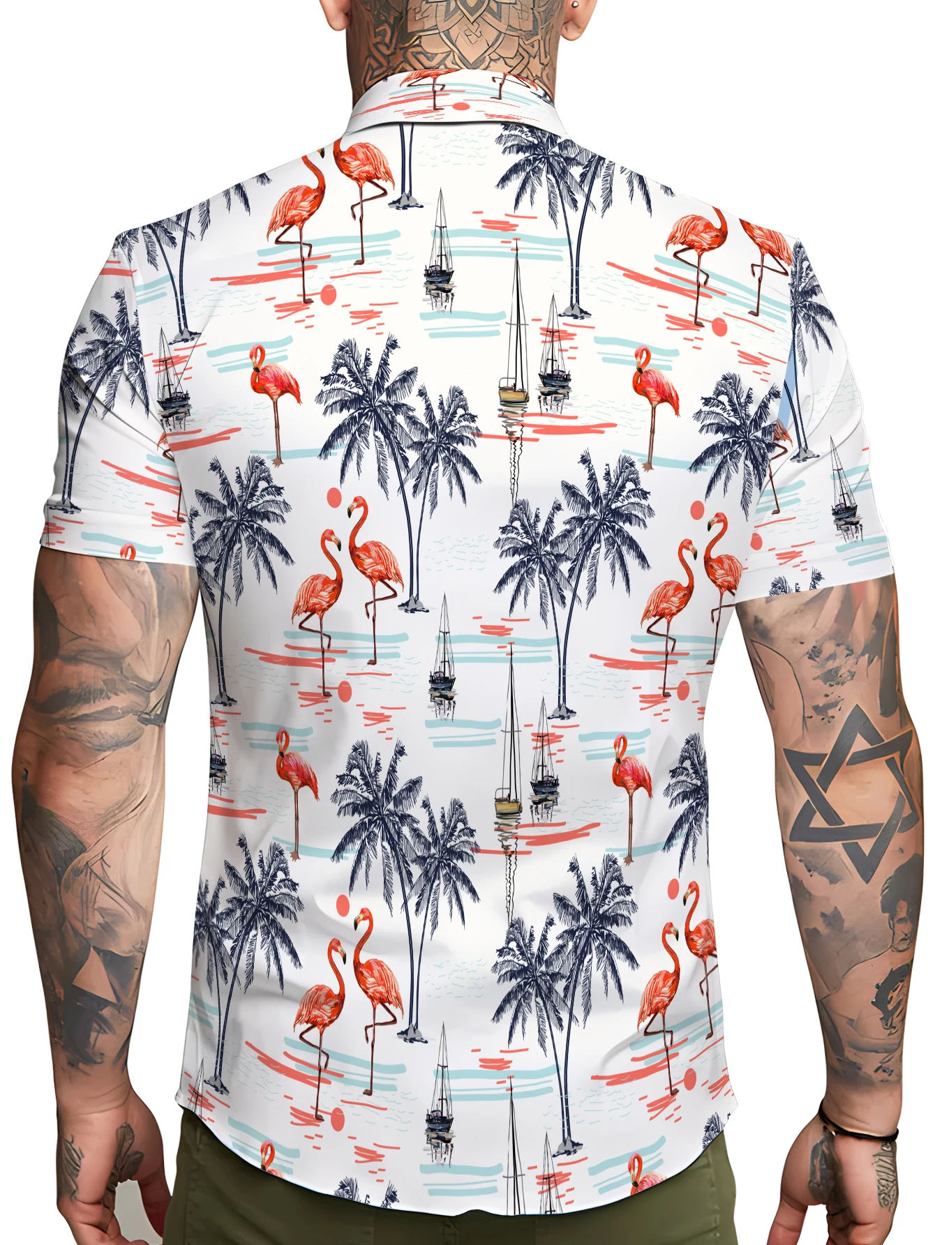 Men\'s Hawaiian Shirts,Palm Summer Beach Casual Short Sleeve Button Down Shirts, Tropical Holiday Beach Shirts with Pocket